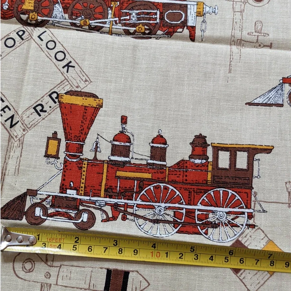 Vintage Mid-Century Train Fabric Remnant, 20